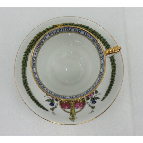 AYNSLEY Queen Elizabeth II Coronation 1953 Bone China Tea Cup & Saucer Set - Picture 4 of 11
